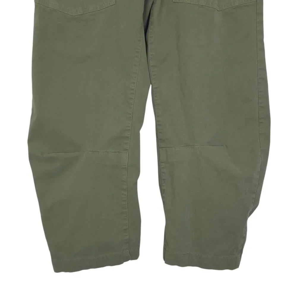 Nili Lotan Shon Pant Camo Green Twill Cotton Barrel Leg Cropped Hemmed Size 0 - Picture 6 of 10